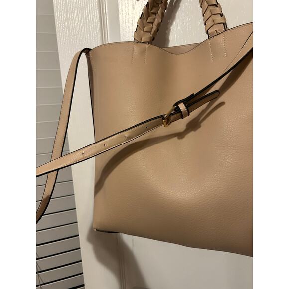 Jules Kae Light Pink Faux Leather Tote preppy carry all - Picture 5 of 9